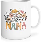 Likjad Nana Mug - Floral Nana Ceramic Coffee Mug, 11oz, Mother's Day Gift