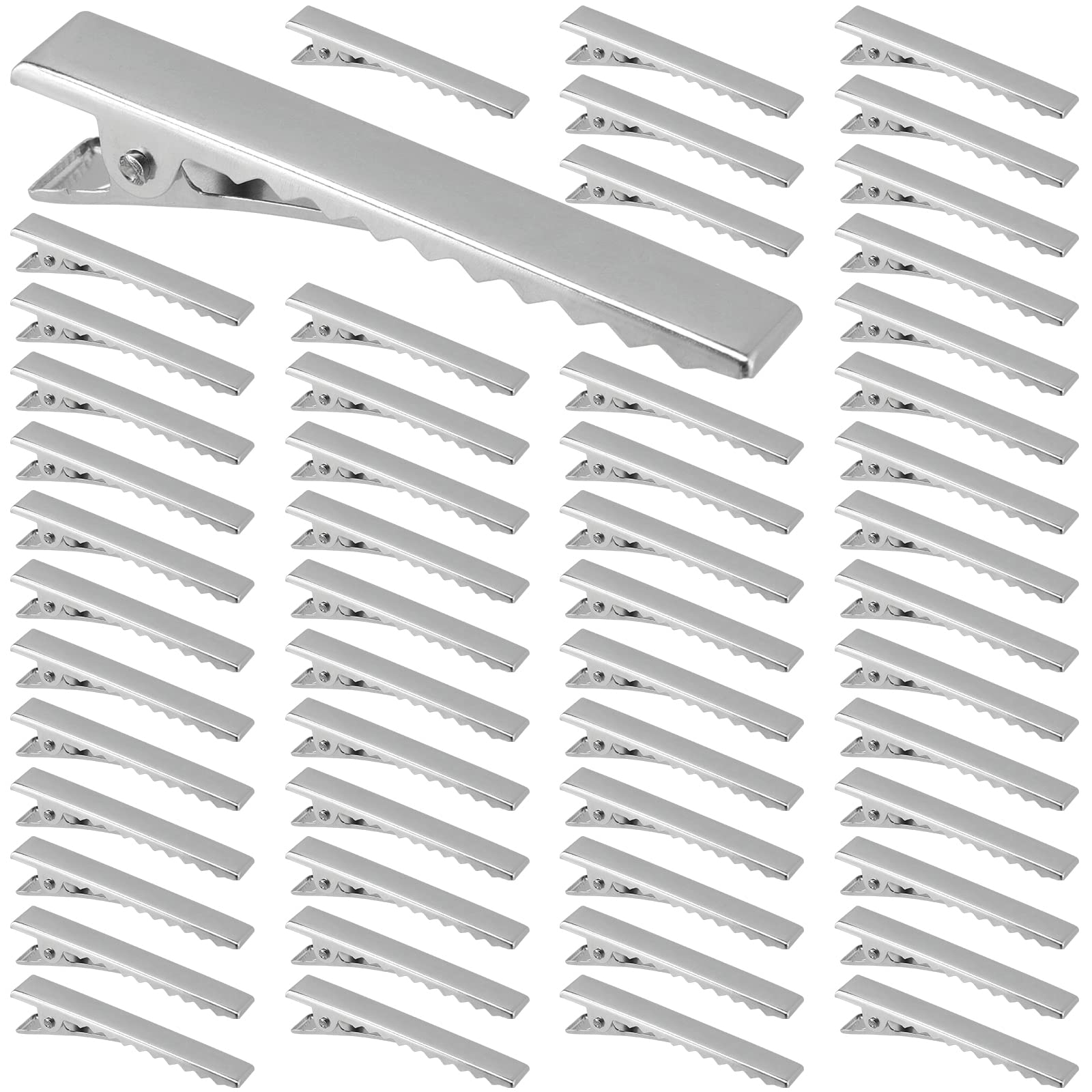 MUKLEI 600pcs 45mm Silver Metal Crocodile Hair Clips, Single Prong, DIY Craft, Adult Unisex