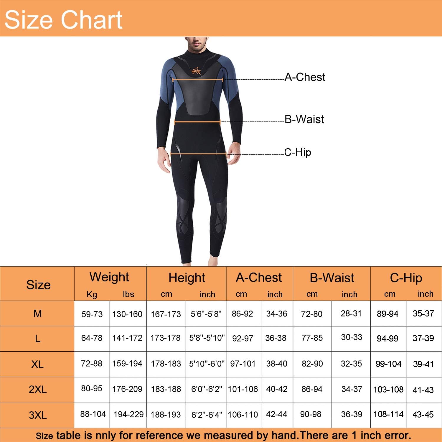 NATYFLY Mens Wetsuit 3mm Neoprene Jumpsuit, Youth Women Full Body Diving Suits for Scuba Surfing Swimming Long Sleeve Back Zip for Water Sports: Sports & Outdoors