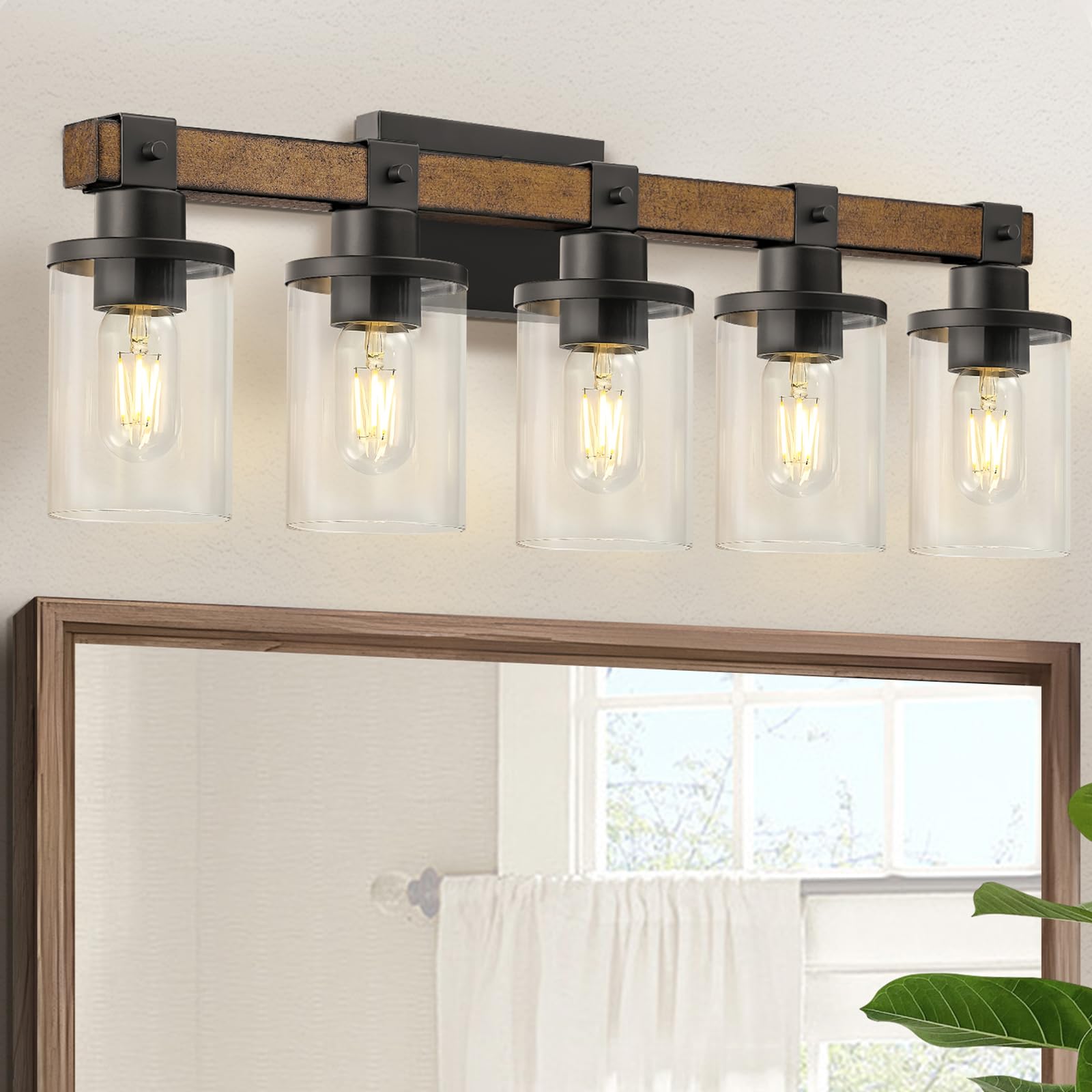 GOEBLESON 5-Light Bathroom Light Fixture, Farmhouse Vanity Lights for ...