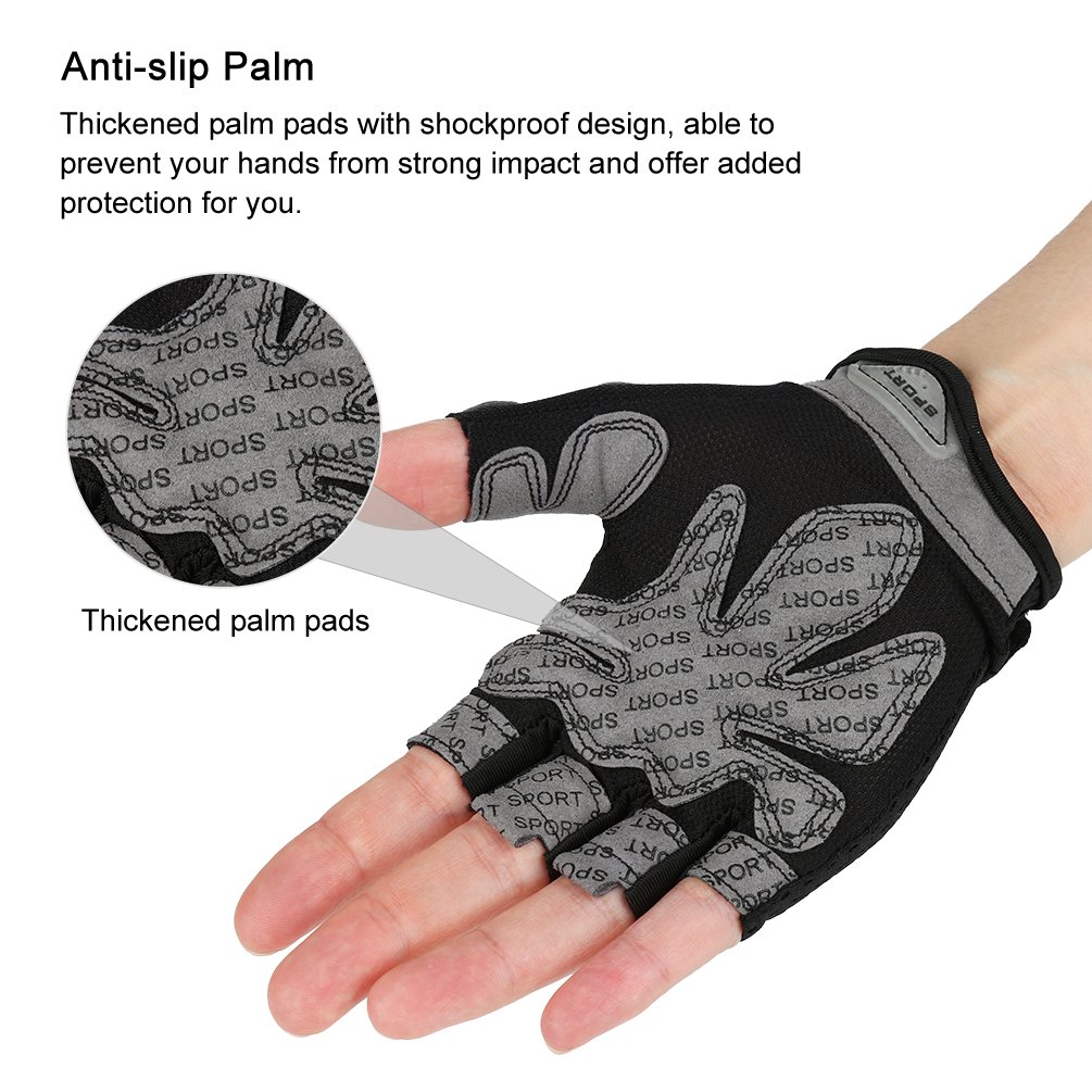 VBIGER Cycling Gloves, Men\'s Half Finger Biking Gloves MTB Gloves with Anti-Shock Gel Pad (C-Black, L)