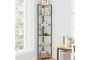 Hzuaneri Corner Shelf Stand, Corner Bookshelf, Storage Standing Shelf Unit with Metal Frame, Plant Stand, Corner Bookcase for