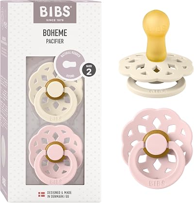 BIBS Boheme Soother 2-Pack Round Nipple Natural Rubber Denmark 6-18 Months