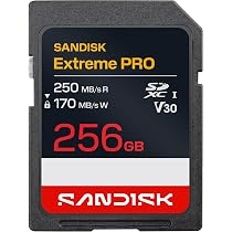 SANDISK 256GB Extreme PRO SD UHS-I Card - Up to 250MB/s Read Speed