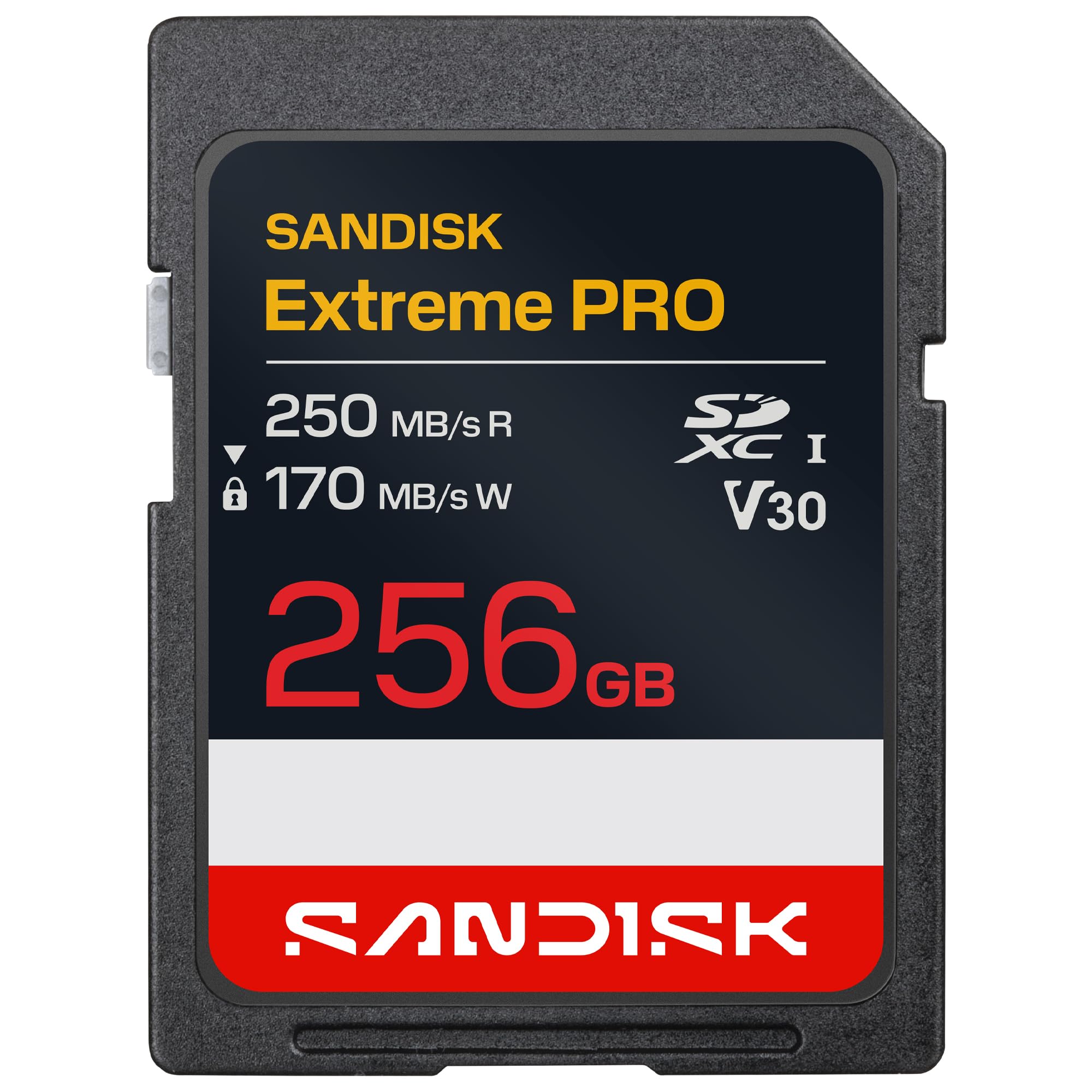 SANDISK 256GB Extreme PRO SD UHS-I Card - Up to 250MB/s Read Speed and 170MB/s Write Speed, 4K UHD, Full HD, U3, and V30 - SDSDXXJ-256G-GSCIN Image