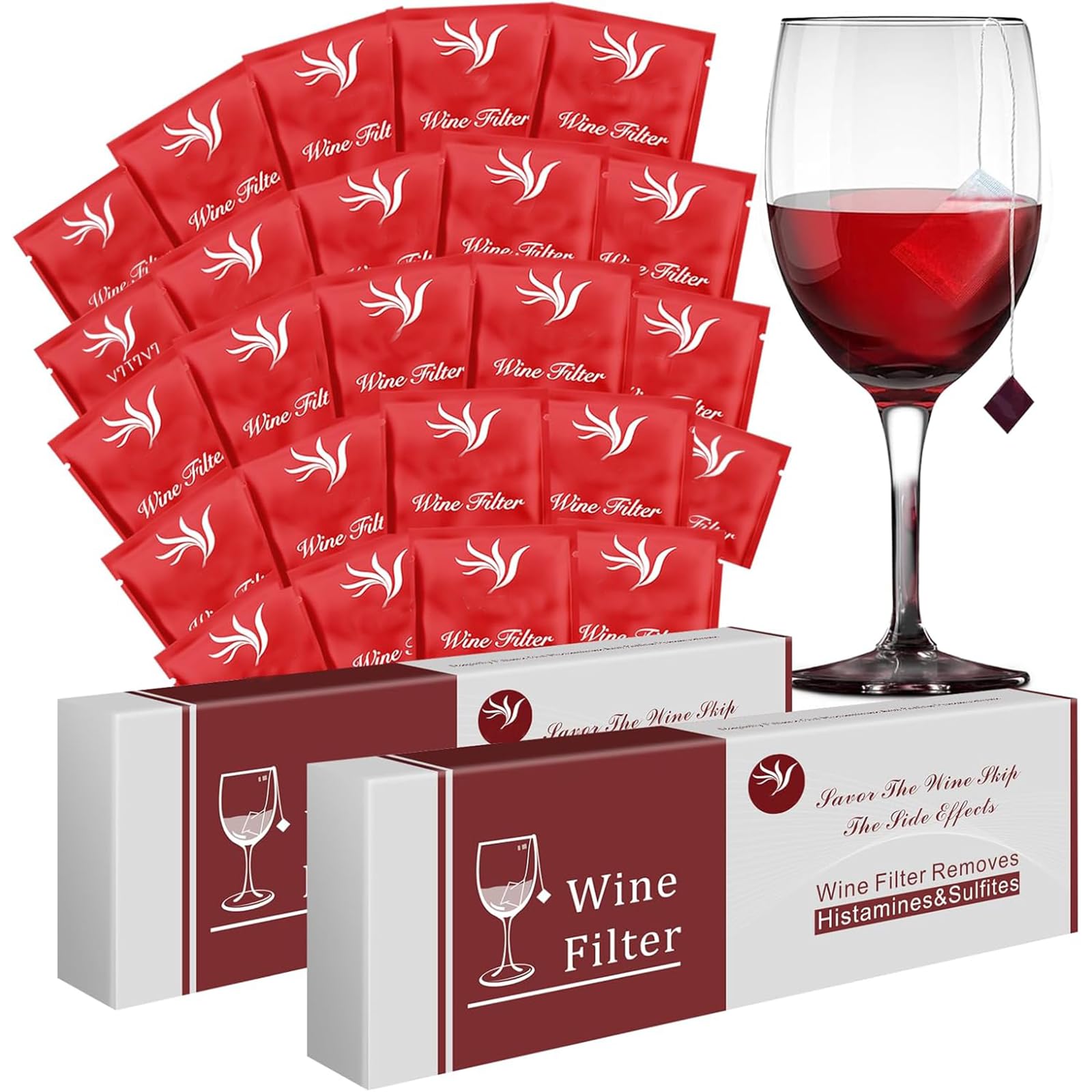 View 1 of ** HALF THE SET IS MISSING **24Pcs Wine Sulfite Filters, Wine Purifier that Remove Sulfite and Histamine, Wine Lovers Valentine's Day Gifts for Him Men Women Boyfriend Husband