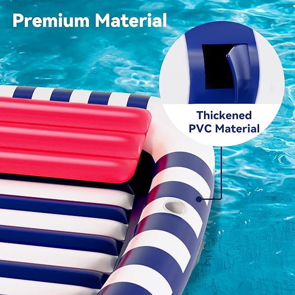 POOL WAVE INFLATABLE POOL LOUNGER FLOATS W/WATER SPRINKLER, 80″ X 66″ LARGE TANNING BED FOR ADULT KIDS, OUTDOOR SUN BATHING FLOATING BLOW UP RAFT W/PILLOW, SUMMER BEACH LAKE FAMILY PARTY GIFT – BLUE
