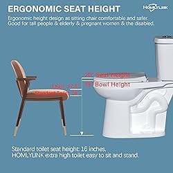 HOMLYLINK 19 Inch Compact Tall Toilet for