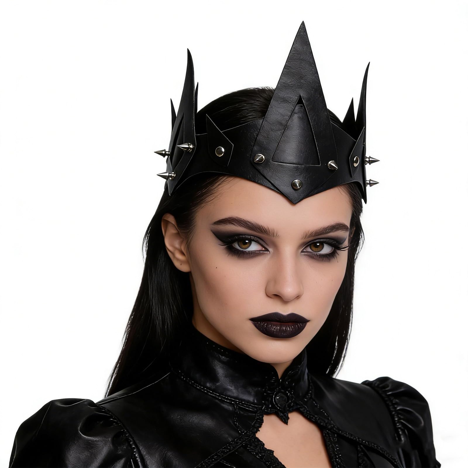 Moonlove PU Leather Crown for Men Women Transgender, Kings and Queens Costume Gay Pride Month Headpiece Punk Crown Carnival Rave Circuit Party Christmas Night Club Headdress