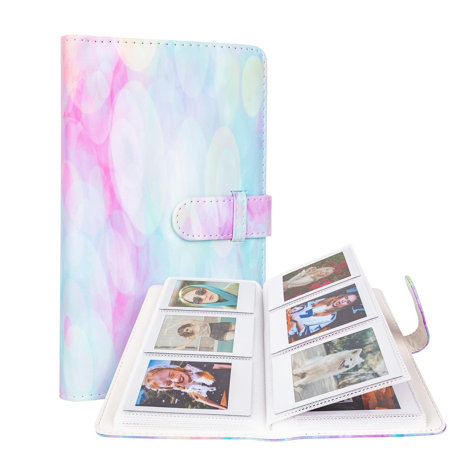 HIYQIN 3-Inch Instax Polaroid Photo Album,96 Pocket Mini Photo Album Book for 2x3 Inch Film - Fujifilm Instax Mini 13 12 41 11 EVO LiPlay/LiPlay+ 9 8 99 90, Colorful Instax Photo Album (MHPP)