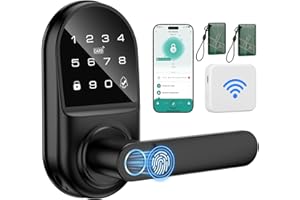 BOG FANG Smart keypad Door Lock with Handle，Fingerprint Keyless Entry Digital Lock with Built-in doorbell for Front Door,Bedroom,biometric Door knob,with Gateway Remote APP Control