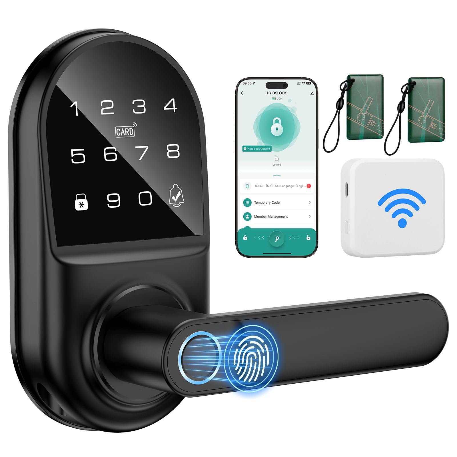 Smart keypad Door Lock with Handle?Fingerprint Keyless Entry Digital ...
