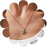 Erimberate Bohemian Enamel Star Pendant Necklace Green Starfish Choker Necklace Green Acrylic Star Necklace Tiny Star Chain Necklace Jewelry for Women Gifts