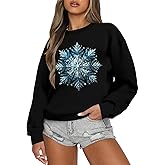 LOTUCY Christmas Sweatshirt Women Snowflake Christmas Sweatshirts Casual Xmas Long Sleeve Crewneck Pullover Tops