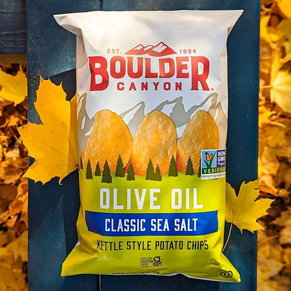 BOULDER CANYON OLIVE OIL KETTLE CHIPS, CLASSIC SEA SALT, 6.5 OZ