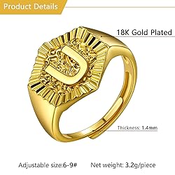 U7 U Ring for Wedding 18K Gold Plated Copper Based