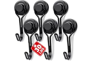 E BAVITE Magnetic Hooks, 30lbs+ Magnet Hook 2025 Cruise Cabin Ship Essentials Heavy Duty Strong Magnets Refrigerator Fridge Hanging for Classroom Beach Vacation Kitchen Grills Home 6pcs (Black)