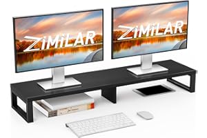Zimilar Dual Monitor Stand Riser, Large Monitor Stand for Desk, Wood Monitor Riser with Storage Organizer for Home Office, Monitor Stands for 2 Monitors, Desktop Wooden Monitor Riser for Computer