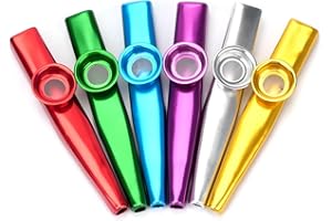 6 Colors Kazoo Musical Instruments Aluminum Alloy Kazoo Sets with 6 Membrane Harmonica Musical Accompaniment for Guitar, Ukul