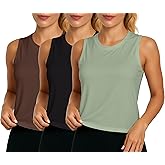 3 Pk Summer Tops Tank Top for Women Ice Silk Sleeveless Athletic Shirts for Running, Yoga, Gym, Tennis & Fitness Training