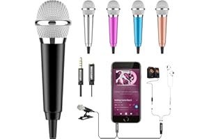 Wootrip Mini Microphone 3.5mm Portable Tiny Mic for Karaoke Video Recording Interviews Portable with Stand for Android iPhone(with 3.5mm Jack),Android,Tablet(Black)