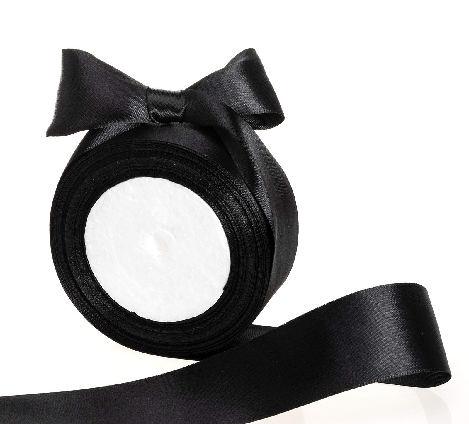 ATRBB 25 Yards 1-1/2 inch Wide Satin Ribbon Perfect for Wedding,Handmade Bows and Gift Wrapping(Black)