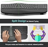 Arteck Split Ergonomic Keyboard with Cushioned Wrist Rest, 2.4G Wireless view 5