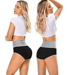 MISSWHO Black Cotton High Waisted Womens Underwear