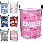 Custom Name Laundry Basket, Personalized Collapsible Laundry Hamper with Name for Bathroom Bedrooms, Customized Dirty Clothes Hamper Storage Basket Gifts for Kids Boys Girls Baby Men Women