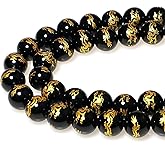 MJDCB Natural Stone Beads 12mm 30pcs Round Black Onyx Carved Dragon Loose Gemstone Bead Charms for Jewelry Making Bracelet Necklace Earring Pendant