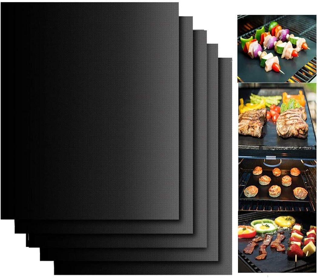 Grill Mat Set Non-Stick BBQ Grill Mats, Heavy Duty, Reusable, and Easy to Clean - Works on Electric Grill Charcoal BBQ