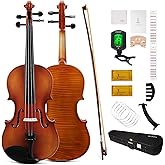 PHOENIX Violin 4/4 Full Size Kit, Violin Fiddle Set for Beginner Adults Student with Rosewood Bow, Extra Strings &amp; Bridge, 2 Rosins, Tuner, Case, Mute, Fingerboard Stickers, Shoulder Rest