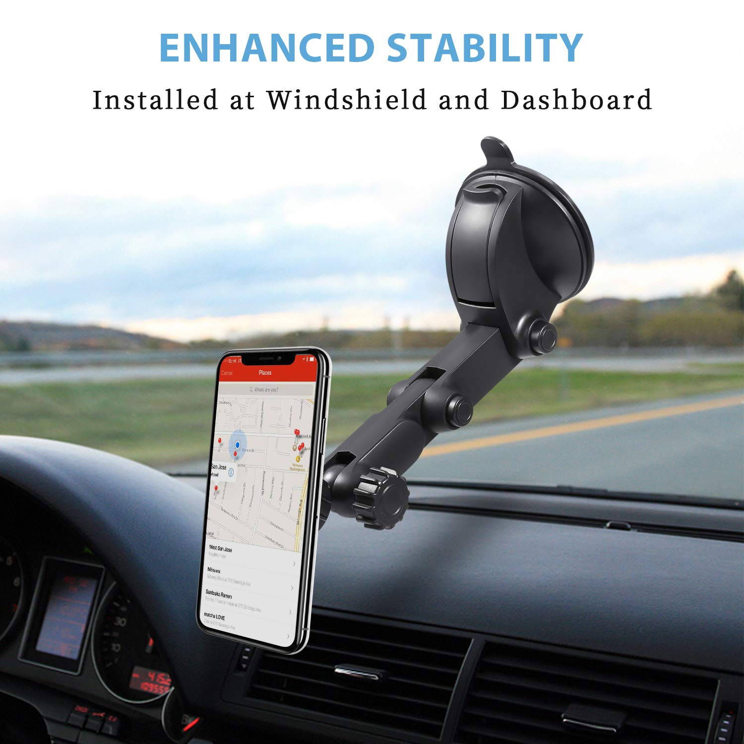 Magnetic Car Phone Mount，Beyyon Dashboard Windshield 5 Magnets and Unique Design with Flexible Viewing Angle Car Phone Holder Compatible with iPhone X/8/8P/7/7 Plus Galaxy S9/S9 Plus Edge