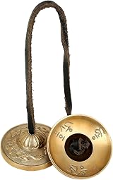 Ajuny Tibetan Tingsha Cymbals Bells Hand Made Brass Embossed Manjira view 5