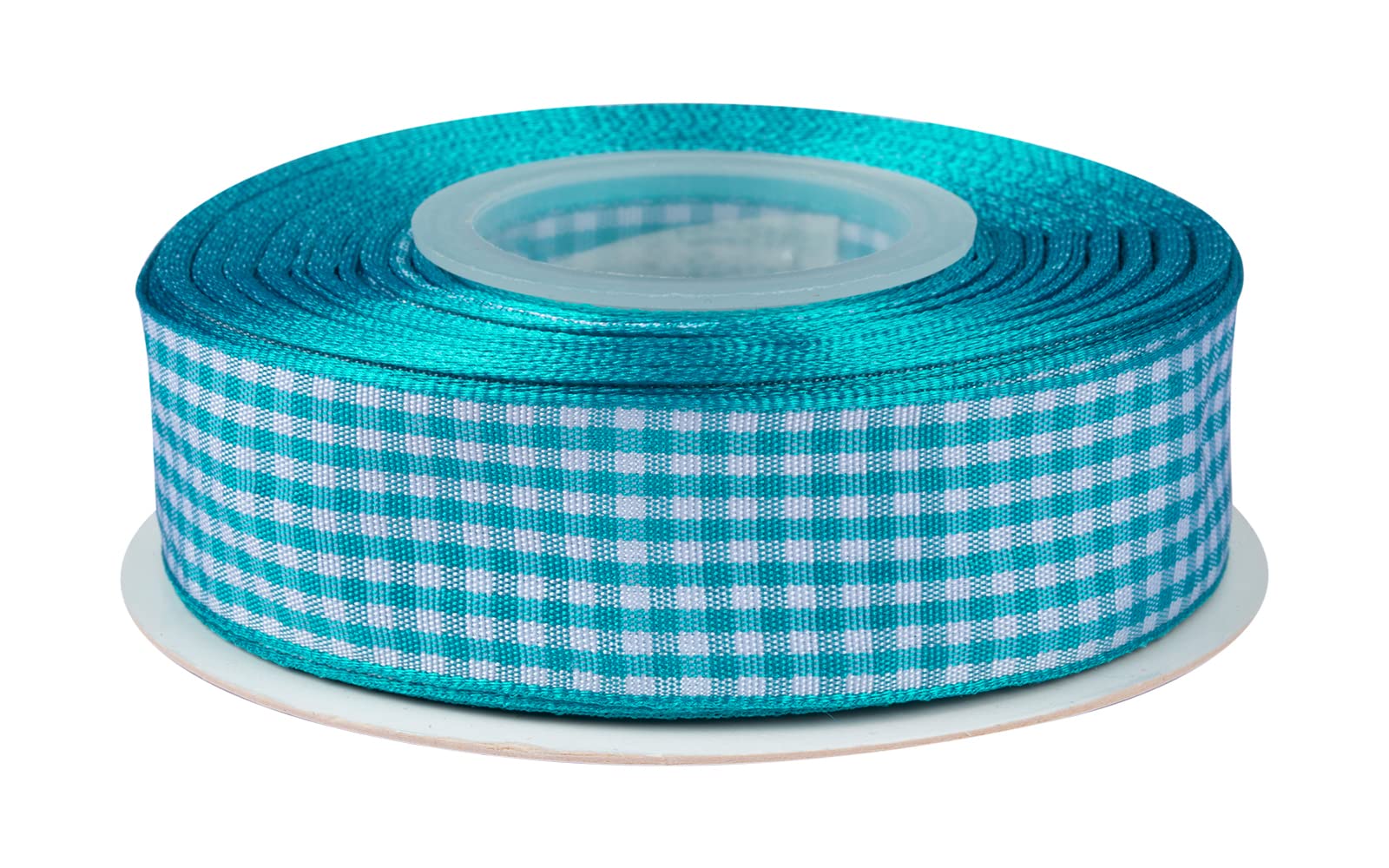 Ribbonitlux Gingham Ribbon, 25mm X 22 Meters, Plaid Checkered Ribbon with Woven Edge, Buffalo Straped Ribbon for DIY Crafts Decoration, Flower Bouquet Wrapping Home Decoration (Turquoise)