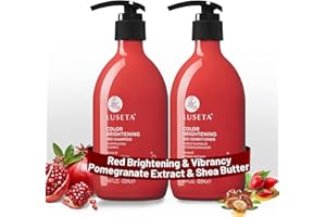 L LUSETA Luseta Red Hair Shampoo & Conditioner Set for Color Treated, Sulfate and Paraben Free for Copper Brightening, Strengthening Follicles With Pomegranate Extract 2 x 16.9oz