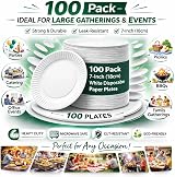 1ABOVE 7-Inch Disposable Paper Plates 100 Pack White 18 cm view 3