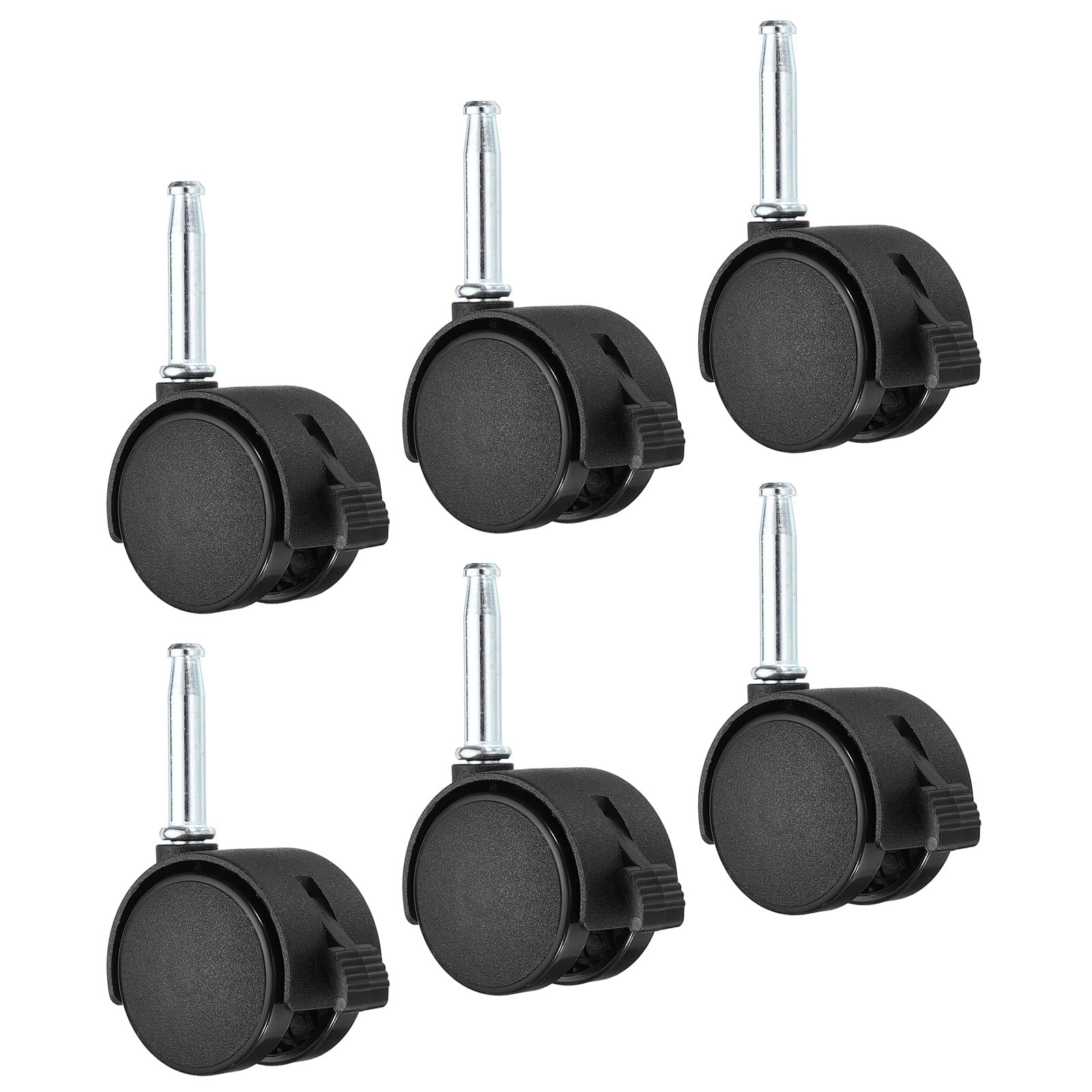 Photo 1 of PATIKIL 1.5 Inch Swivel Stem Casters, 6 Pack Nylon 360 Degree Insert Swivel Stem Wheels with Brake for Chair Shelf Furniture Replacement, Black
