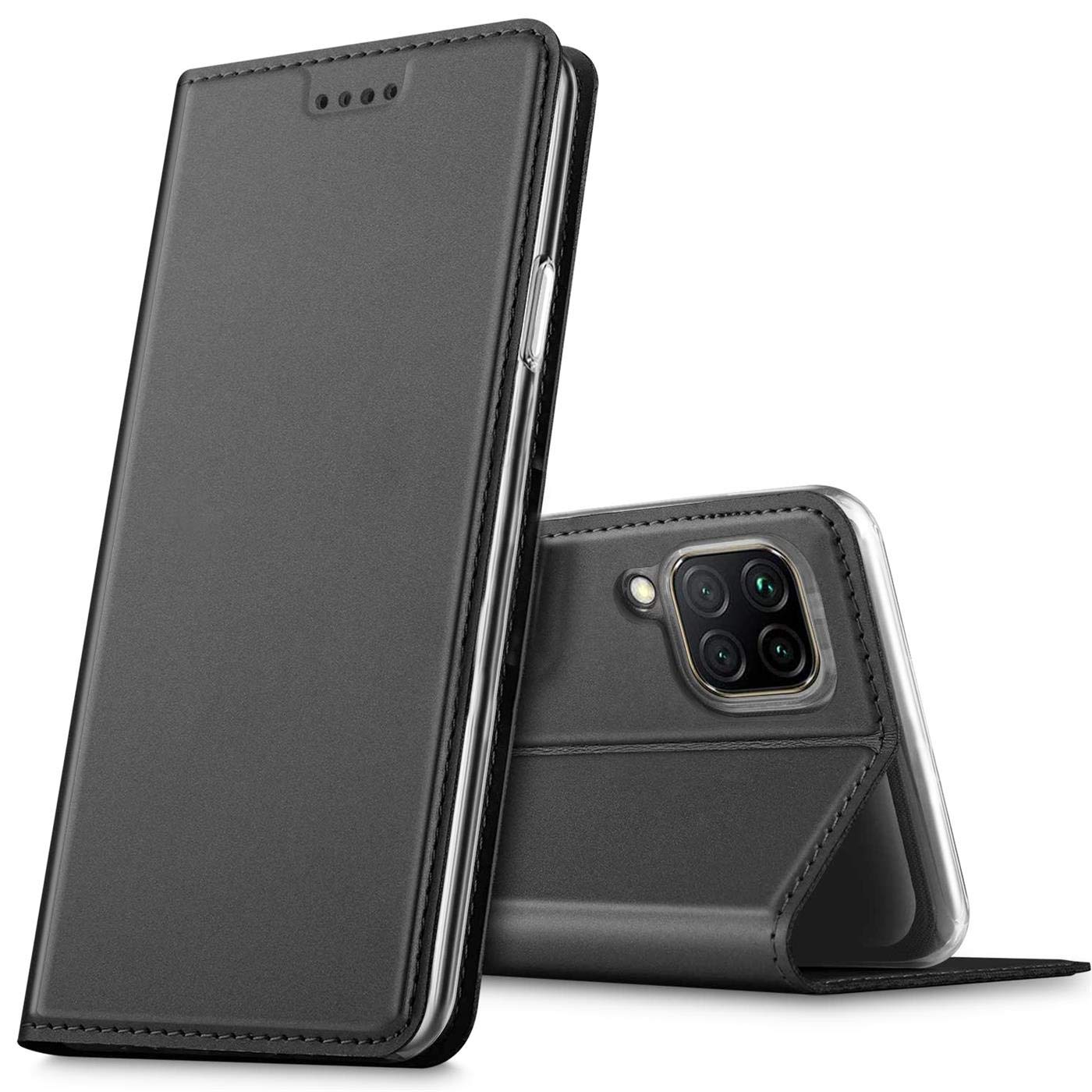 Verco Case compatible with Huawei P40 Lite, Flip Wallet Cover with Magnetic Closure for Huawei P40 Lite Phone Case - black
