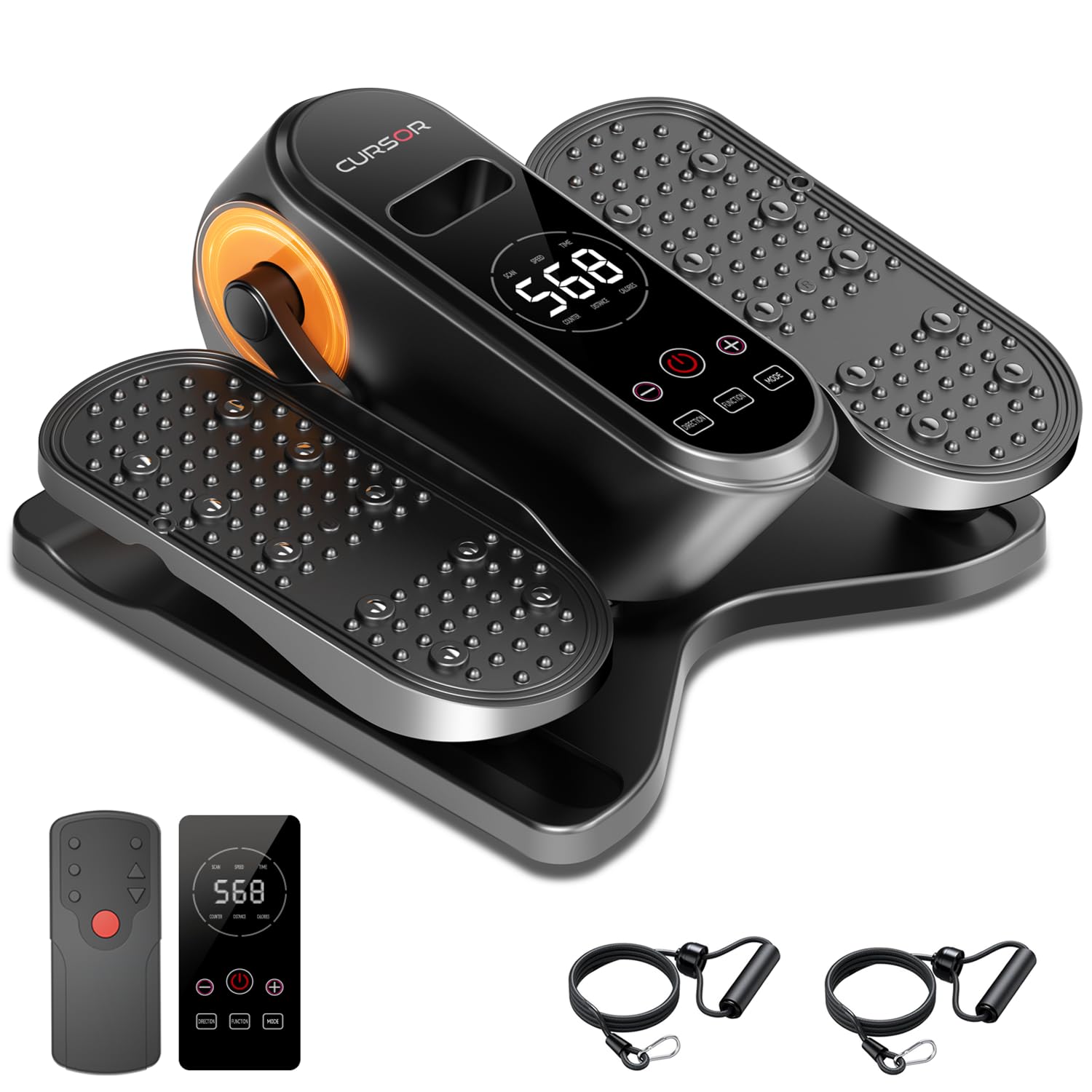 Under Desk Elliptical Machine, Electric Leg Exerciser for Seniors as Seen on TV, 12 Adjustable Speed HR & Auto Mode Portable Mini Seated Pedal Exerciser with Remote, Resistance Ropes, Mute Sound Image