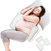 GloTika Pregnancy Pillows for Sleeping, Large Maternity Body Pillow Support for Back, Legs, Belly of Pregnant Women, Detachable and Adjustable, with Large Adjustable Pillow and Cover