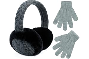 POXIMI Baby Warm Earmuffs Kid Magic Gloves Girl Soft Plush Ear Muffs Toddler Knit Mittens for Boy Winter Ear Warmer Set