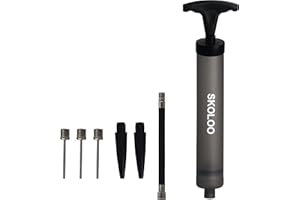 SKOLOO 10" Portable Hand Air Ball Pump Inflator Kit with Needle, Nozzle, Extension Hose for Soccer Basketball Football Volleyball Water Polo Rugby Exercise Sports Ball Balloon Swim Inflatables
