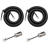 Uvital 2 Pack Telephone Handset Cords with Detanglers, Black Phone Cords | 1.2Ft Coiled/10Ft Uncoiled Phone Cord for Landine, 360&deg; Rotating Anti-Tangle Swivel, Work with Most RJ9 Phones, Home Office