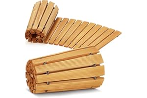 Coperat 6FT Wooden Garden Pathway,Outdoor Roll Out Decorative Curved Walkway,Weather-Resistant Patio Path,Non-Slip Pavers Boardwalk for Garden, Backyard, Beach, Wedding Party Pathways