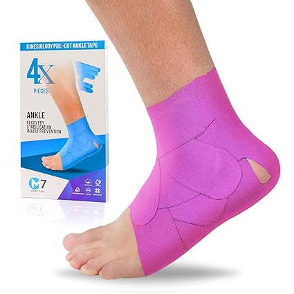 M7 Sport Kinesiology Ankle Tape For Ankle Sprain And Injury Recovery Pain Relief Kinesiology Tape Ankle Brace Compression Support Plantar Fasciitis Waterproof Eases Swelling Pink 4 Pack Amazon In Health Personal Care