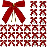 HEYTIMI 36 PCS Red Small Velvet Bows for Christmas Tree 3.5" Mini Christmas Bows for Gift Wrapping Twist Tie Velvet Ribbon Bow for Wreath Crafts Party Wedding Treat Bag Home Decor