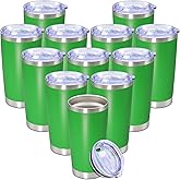 Eyasure 20 oz Tumbler with lid Double Wall Vacuum Insulated Tumblers Stainless Steel Coffee Mug Travel Coffee Tumbler Powder Coated Tumbler Cup Keep Hot&Cold - (Green 12 Pack)