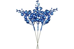 Artiflr Blue Berries Picks, 14 Pack Artificial Berry Stems for Christmas Tree Decorations, Crafts, Holiday and Home Decor, 7.9 Inches (Dark Blue)