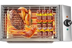 Jiabailie Commercial 1800W Electric Indoor Smokeless Grill Barbecue Oven,Countertop Electric BBQ Grill,110V Stainless Steel Restaurant Grill w/Adjustable Thermostatic Control for Party Camping Cooking